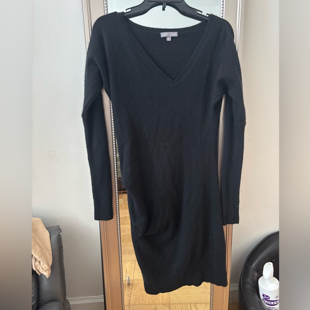 Fred Black V-Neck Sweater Dress